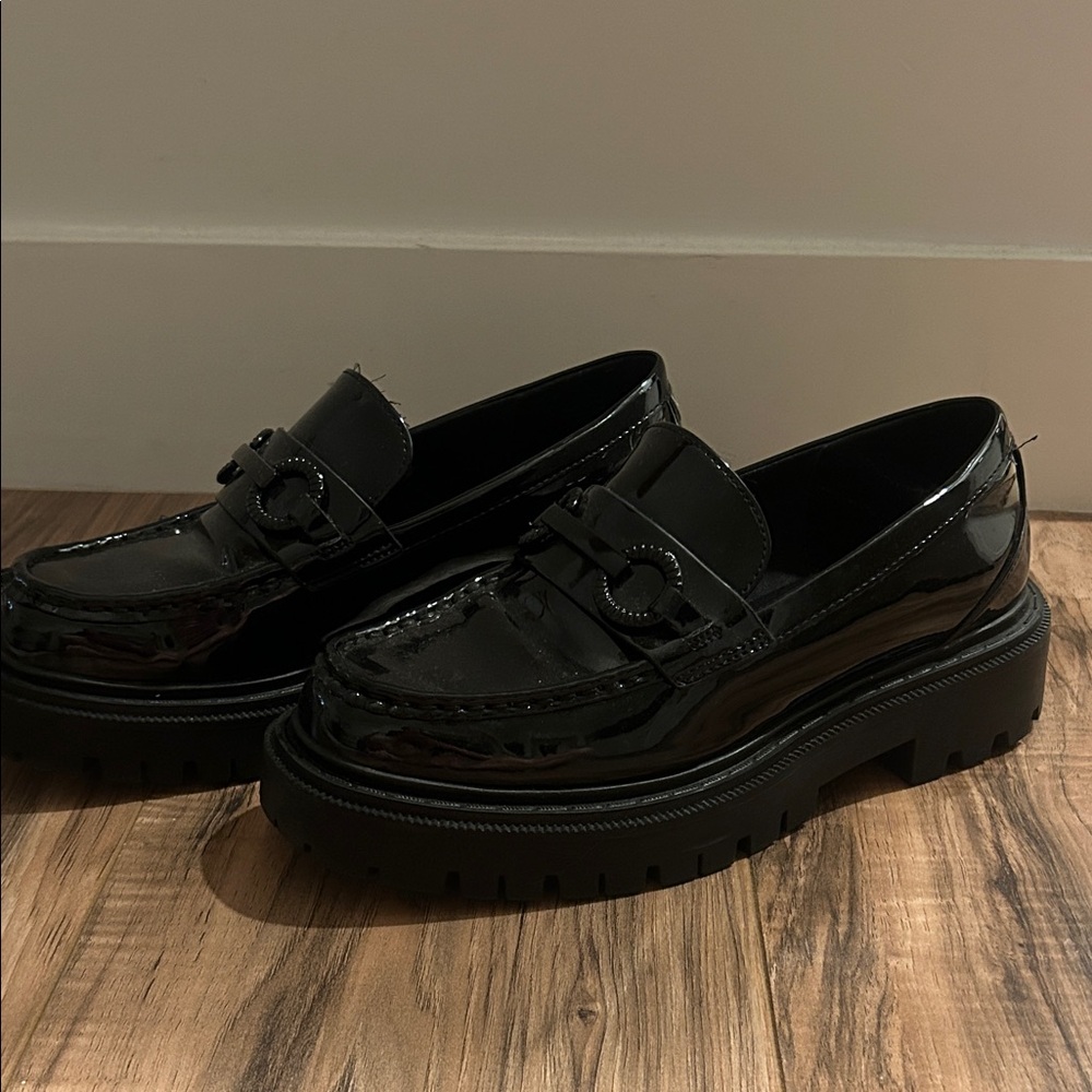 Black Patent Leather Chunky Loafers